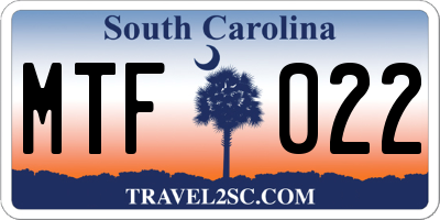 SC license plate MTF022