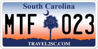 SC license plate MTF023