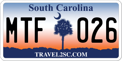 SC license plate MTF026