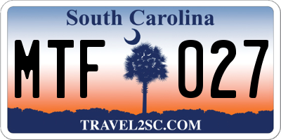 SC license plate MTF027