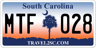 SC license plate MTF028
