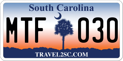 SC license plate MTF030