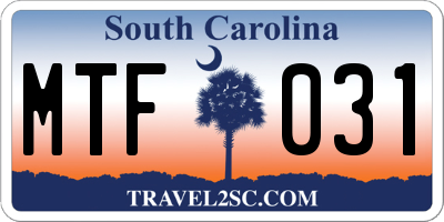 SC license plate MTF031