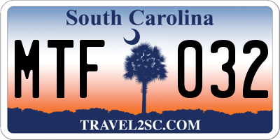 SC license plate MTF032