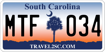 SC license plate MTF034