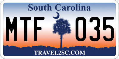 SC license plate MTF035
