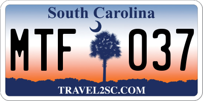 SC license plate MTF037