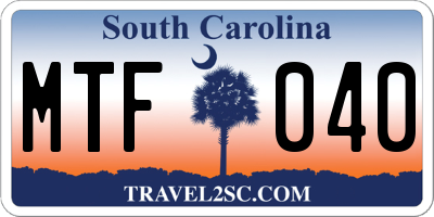 SC license plate MTF040