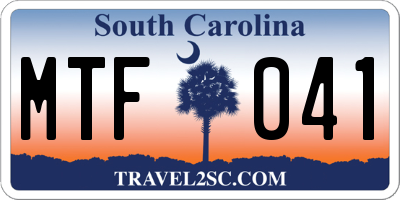 SC license plate MTF041
