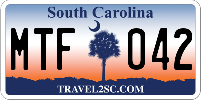 SC license plate MTF042