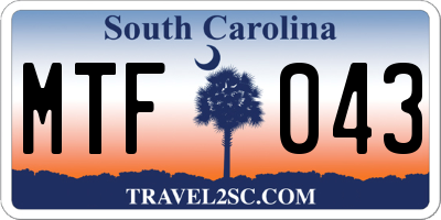 SC license plate MTF043