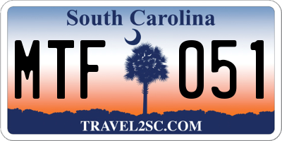 SC license plate MTF051