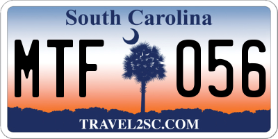 SC license plate MTF056