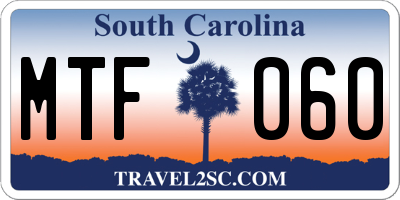 SC license plate MTF060