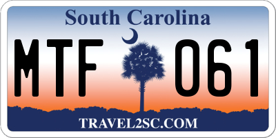 SC license plate MTF061