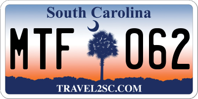 SC license plate MTF062