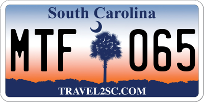 SC license plate MTF065