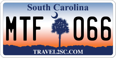 SC license plate MTF066