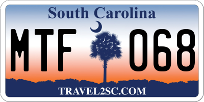 SC license plate MTF068