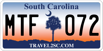 SC license plate MTF072