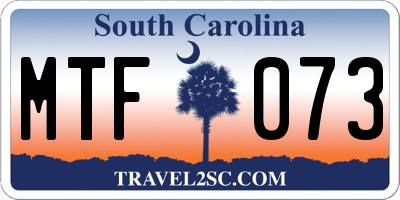 SC license plate MTF073