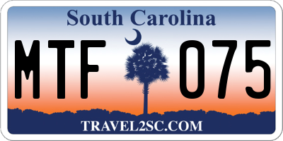 SC license plate MTF075