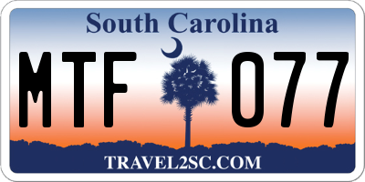 SC license plate MTF077