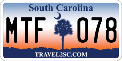 SC license plate MTF078