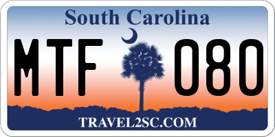 SC license plate MTF080
