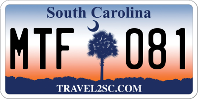 SC license plate MTF081