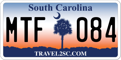SC license plate MTF084