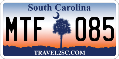 SC license plate MTF085