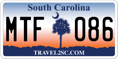 SC license plate MTF086