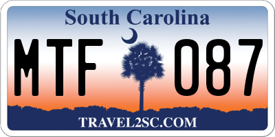 SC license plate MTF087