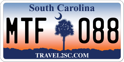 SC license plate MTF088