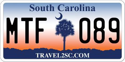 SC license plate MTF089
