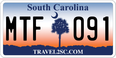SC license plate MTF091