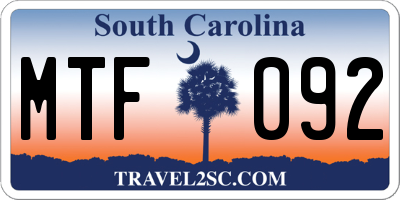 SC license plate MTF092