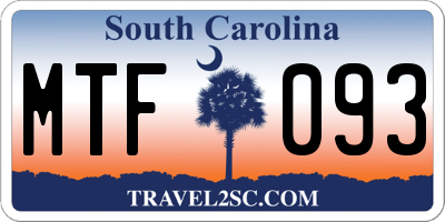 SC license plate MTF093