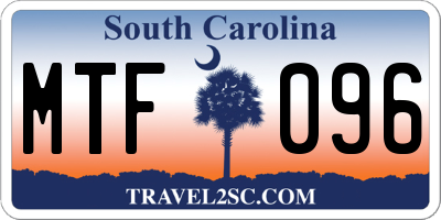 SC license plate MTF096