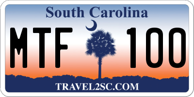 SC license plate MTF100