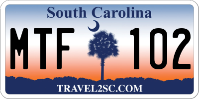 SC license plate MTF102
