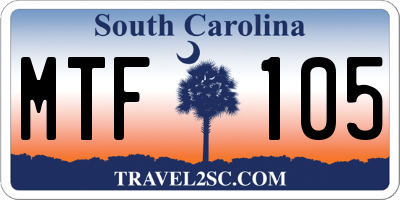 SC license plate MTF105