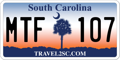 SC license plate MTF107