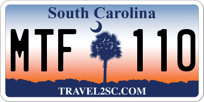 SC license plate MTF110