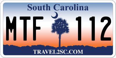 SC license plate MTF112
