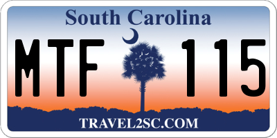 SC license plate MTF115