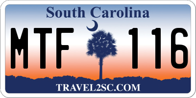 SC license plate MTF116