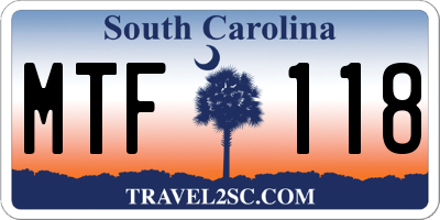 SC license plate MTF118