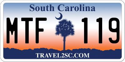 SC license plate MTF119